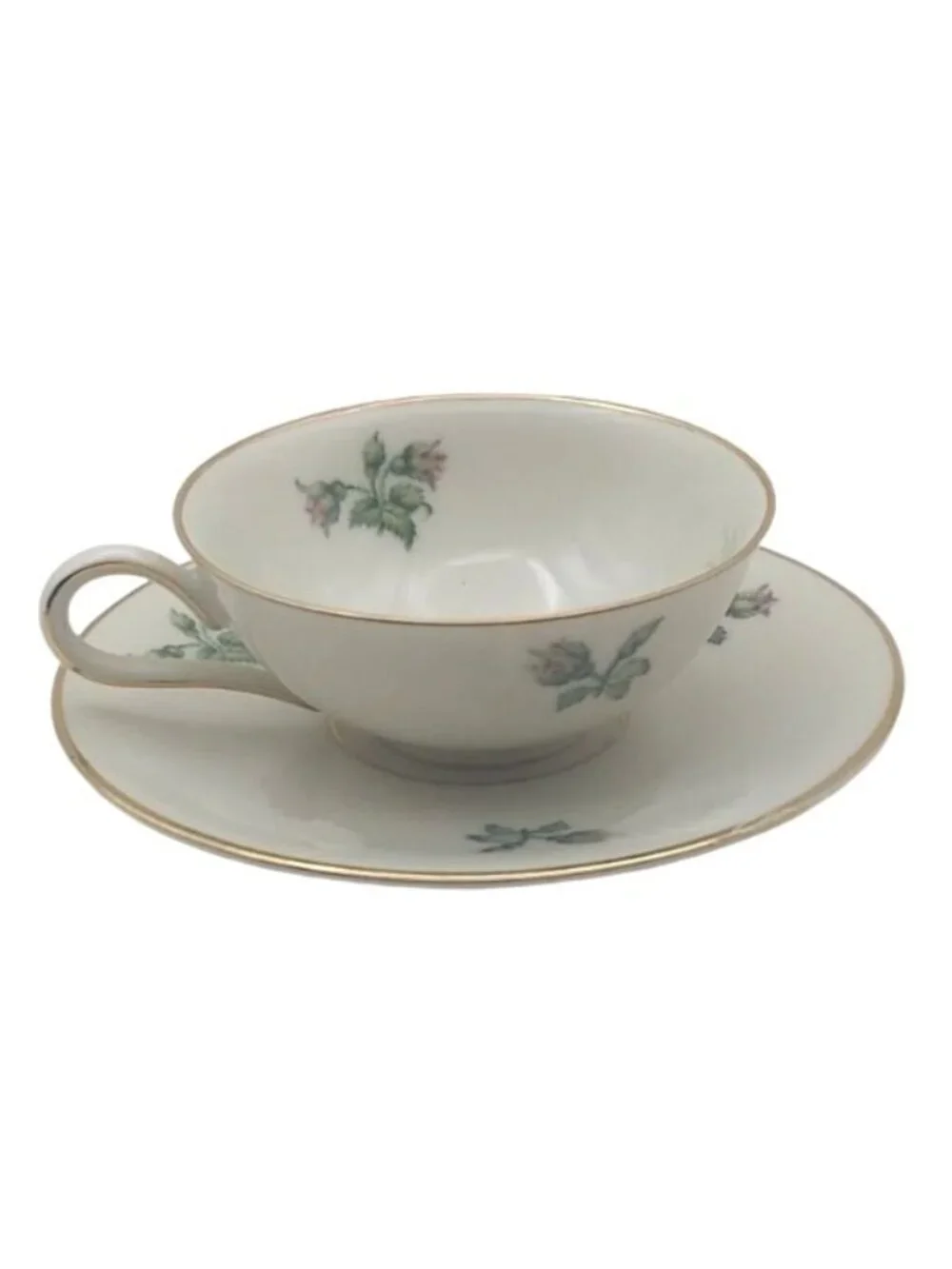 Heinrich H&C Teacup Saucer Porcelain Floral Selb Bavaria Germany MCM Vintage